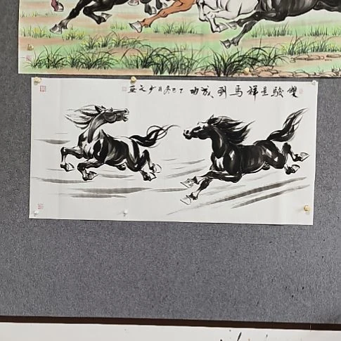 雨***春双骏呈祥国画纯手绘作品