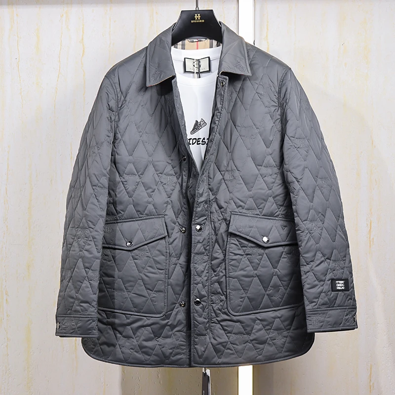 机场货精品好货大厂尾货 男装休闲时尚秋冬灰色翻领棉服外套5112