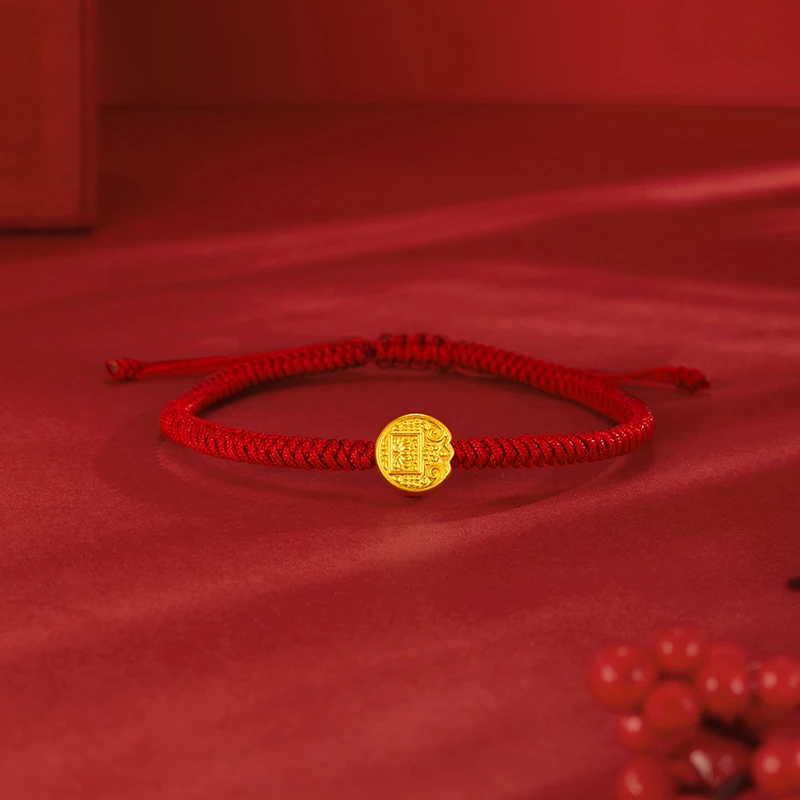 老鳯祥足金999五路财神转运珠手串富贵吉祥国风简约款送女友*商城