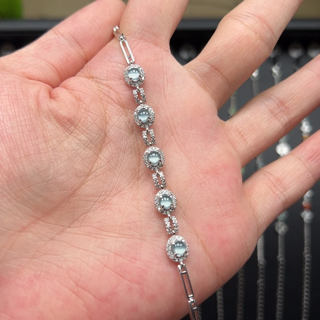 *****翡翠银S925镶嵌手链