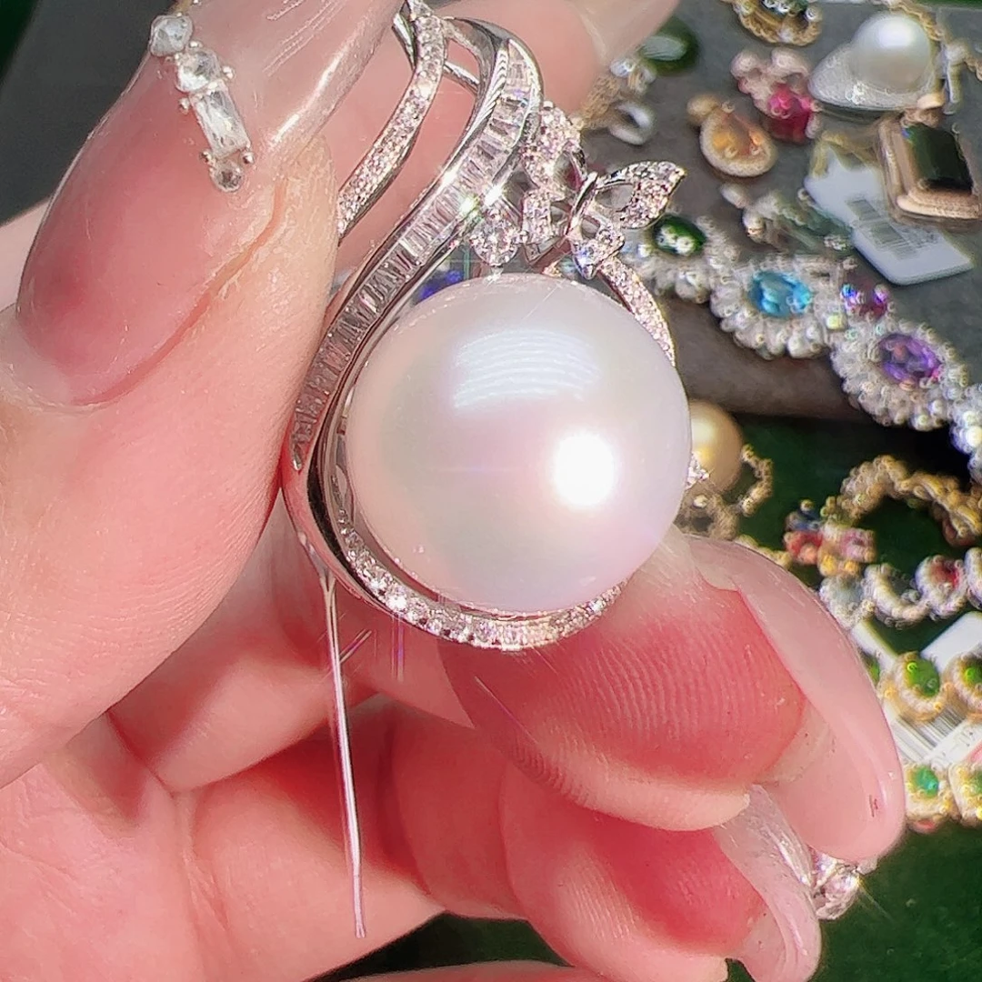 淡水珍珠吊坠银S925镶嵌