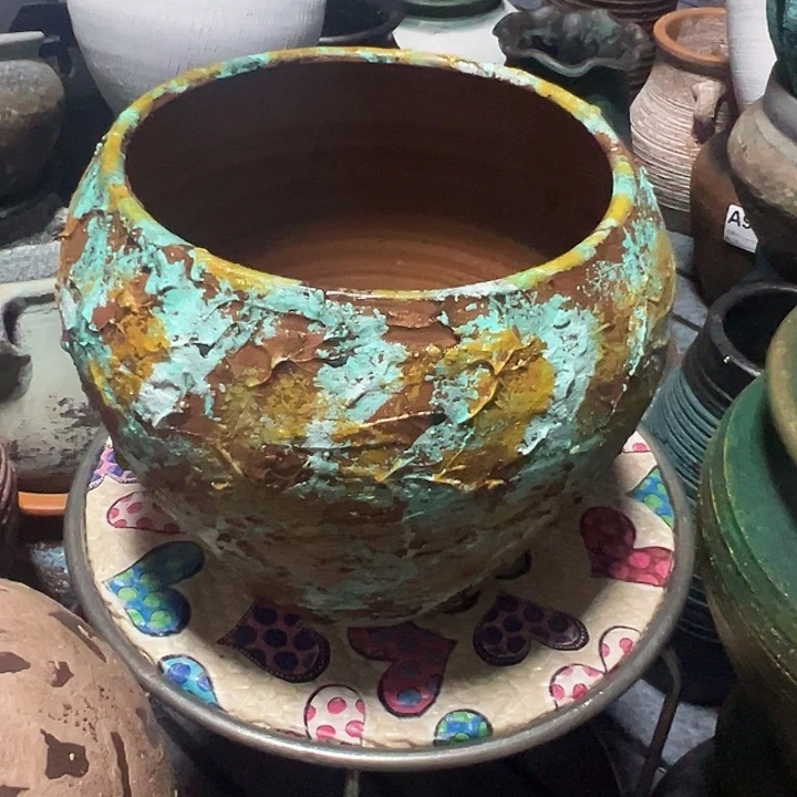 粗陶盆有孔高19口18