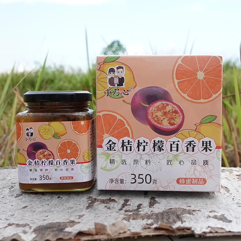 金桔柠檬百香果350克 买一送一 玻璃瓶包装 无添加水果味水果茶