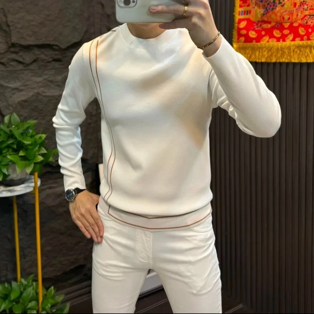 轻奢男装修身百搭打底衫男士2025新款秋冬季简约舒适针织长袖毛衣