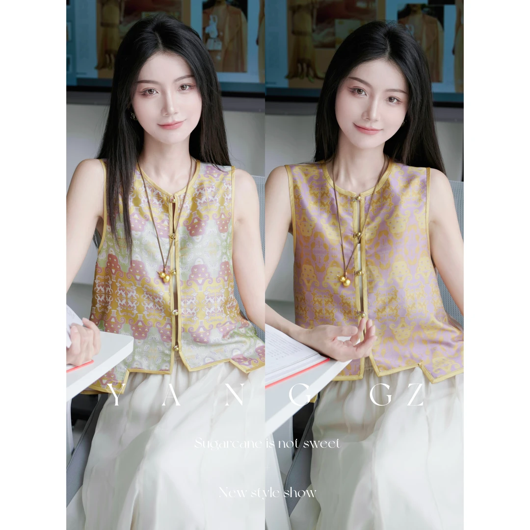YANG GZ【白鹿青松】新中式双面双穿灯树纹马甲女 GZ5152GL656052