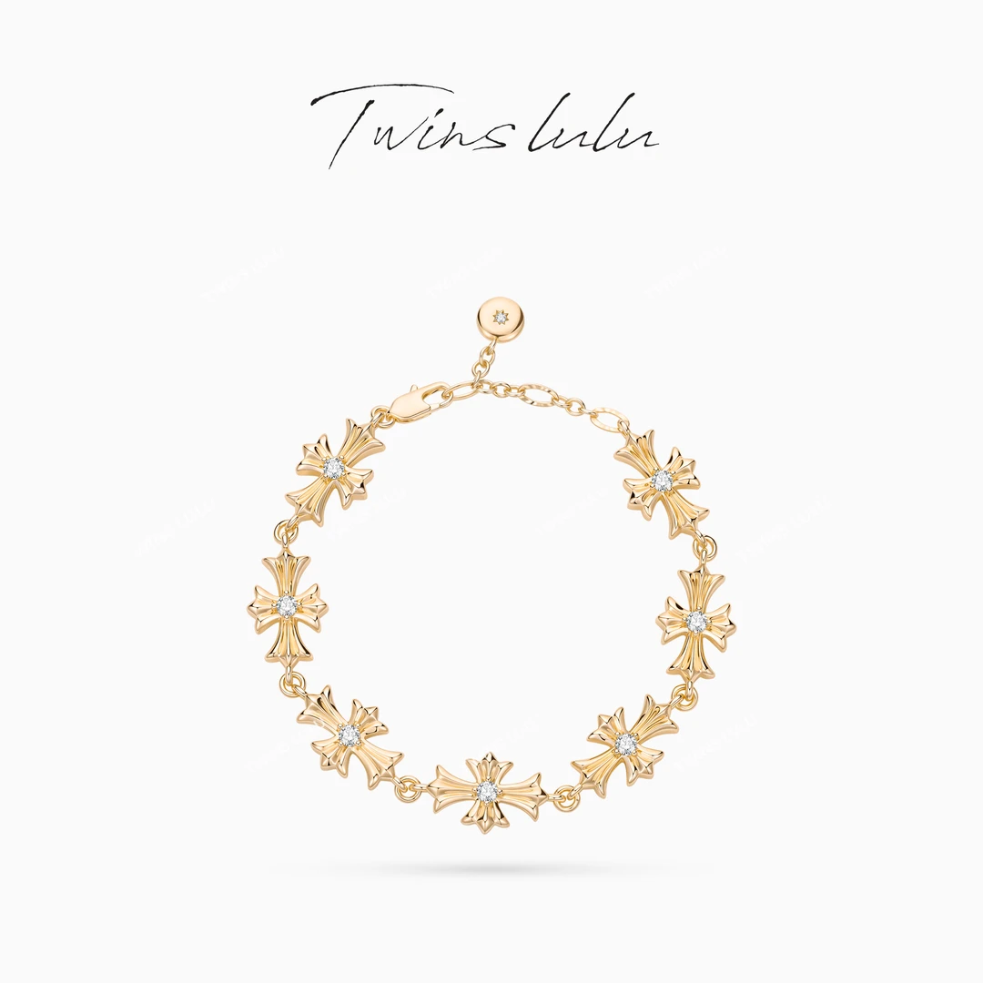 TWINS LULU 【十字花】圣诞节 轻奢时尚复古风十字架手链TSS6790