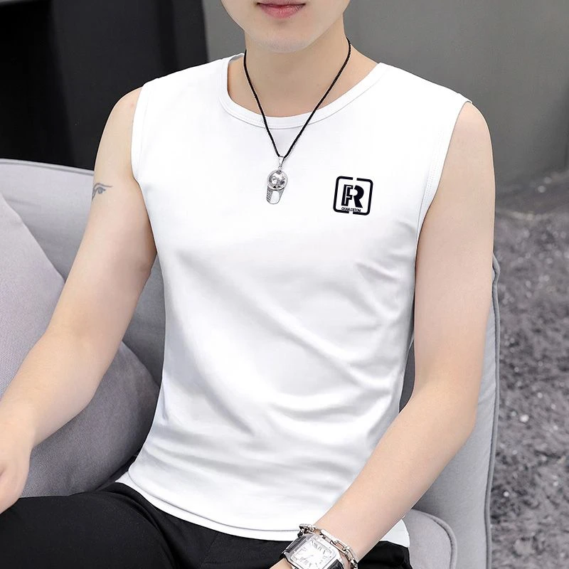 夏季新款时尚男士背心坎肩薄款打底t恤坎肩潮流透气速干宽肩无袖