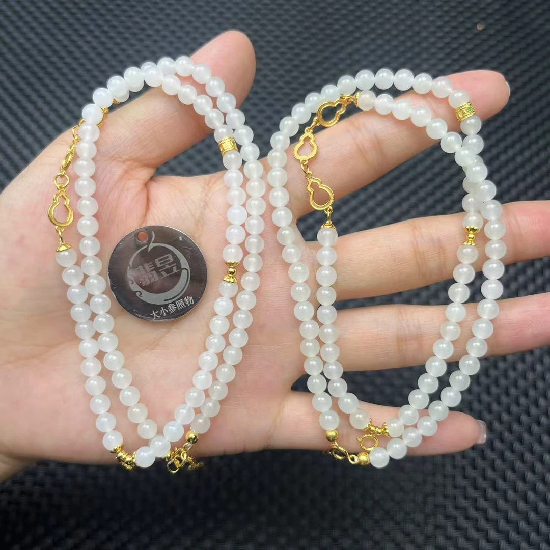 翡昱-N6-31500-63-和田玉珠链颈饰/约4+/约82颗/-多样性发其一C