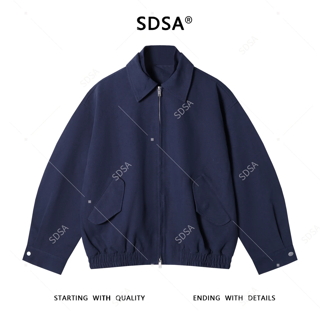 SDSA男士秋冬新款痞帅男装翻领宽松复古外套拼接设计感百搭上衣