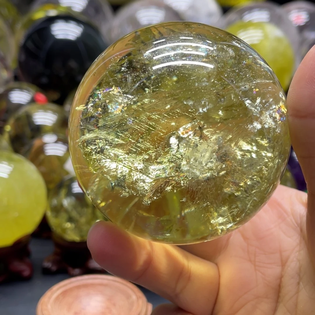 未镶嵌珠宝半成品水晶夏*MM黄水晶球C2034