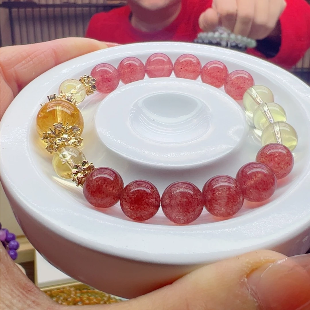 石英质玉手串未镶嵌初***一草莓晶设计款黄水晶