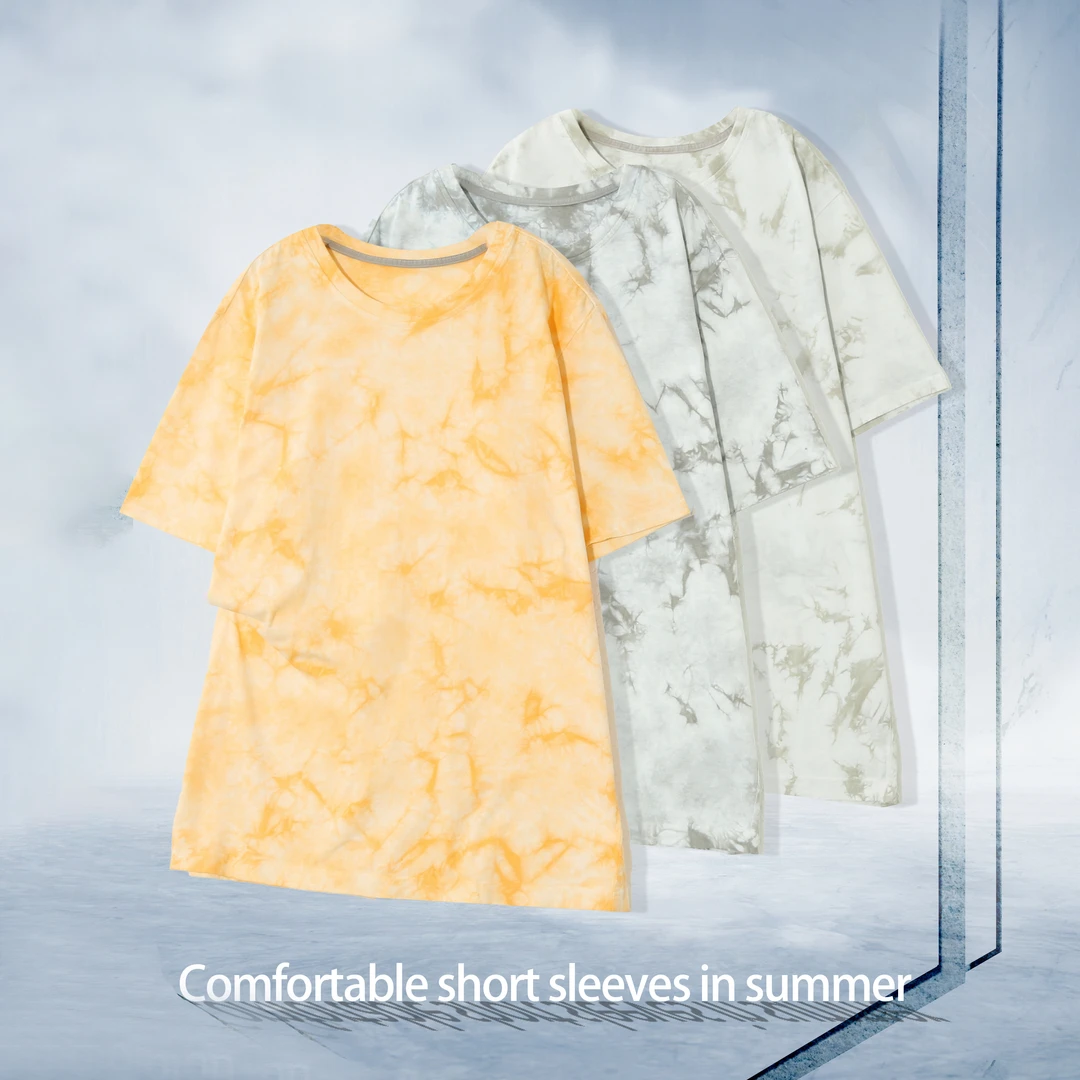 扎染圆领潮服男女同款设计感爆款时尚中长款百搭短袖时尚T恤H622