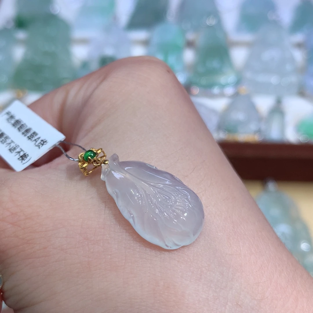翡翠18K金镶嵌吊坠(不含链)凤翎