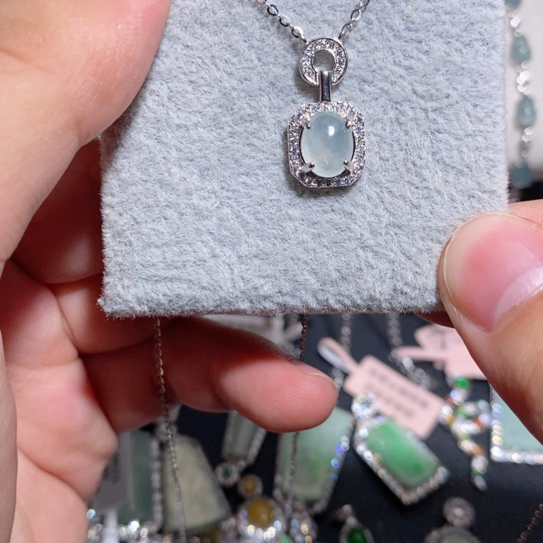 翡翠银S925镶嵌颈饰k j j k