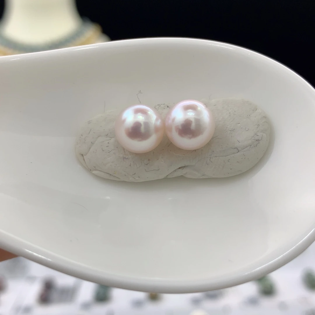 未镶嵌裸珠定制海水珍珠8.1mm极光天女粉对珠
