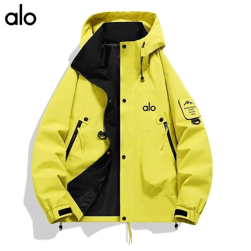 alo软壳冲锋衣防水户外百搭宽松连帽春秋情侣防风工装夹克可拆卸