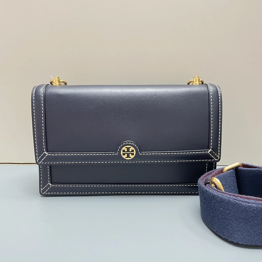 95新 TORY BURCH/汤丽柏琦 蓝色小号风琴包22X14X5cmL122608