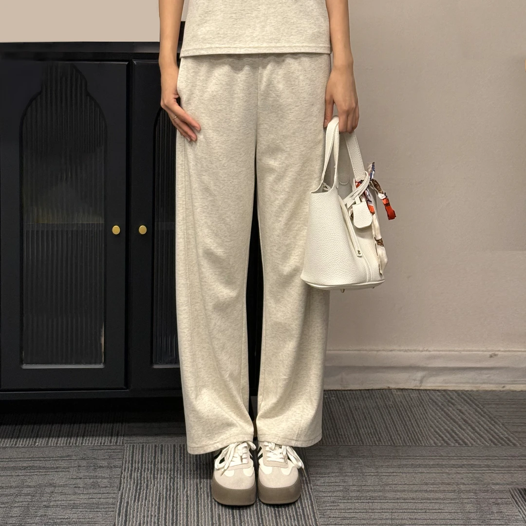 辽锦柞蚕丝空调美肤裤男女同款直筒夏季垂感休闲时尚阔腿裤宽松
