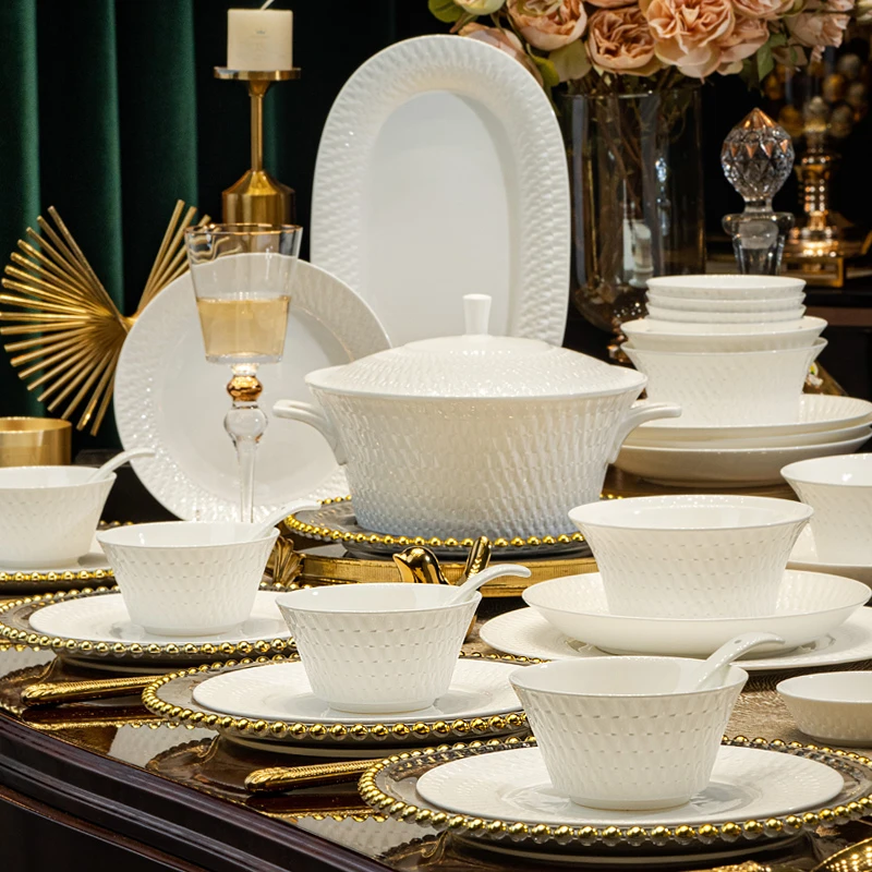 罗马花园碗盘景德镇陶瓷家用碗碟套装乔迁新居高颜值高档餐具送礼