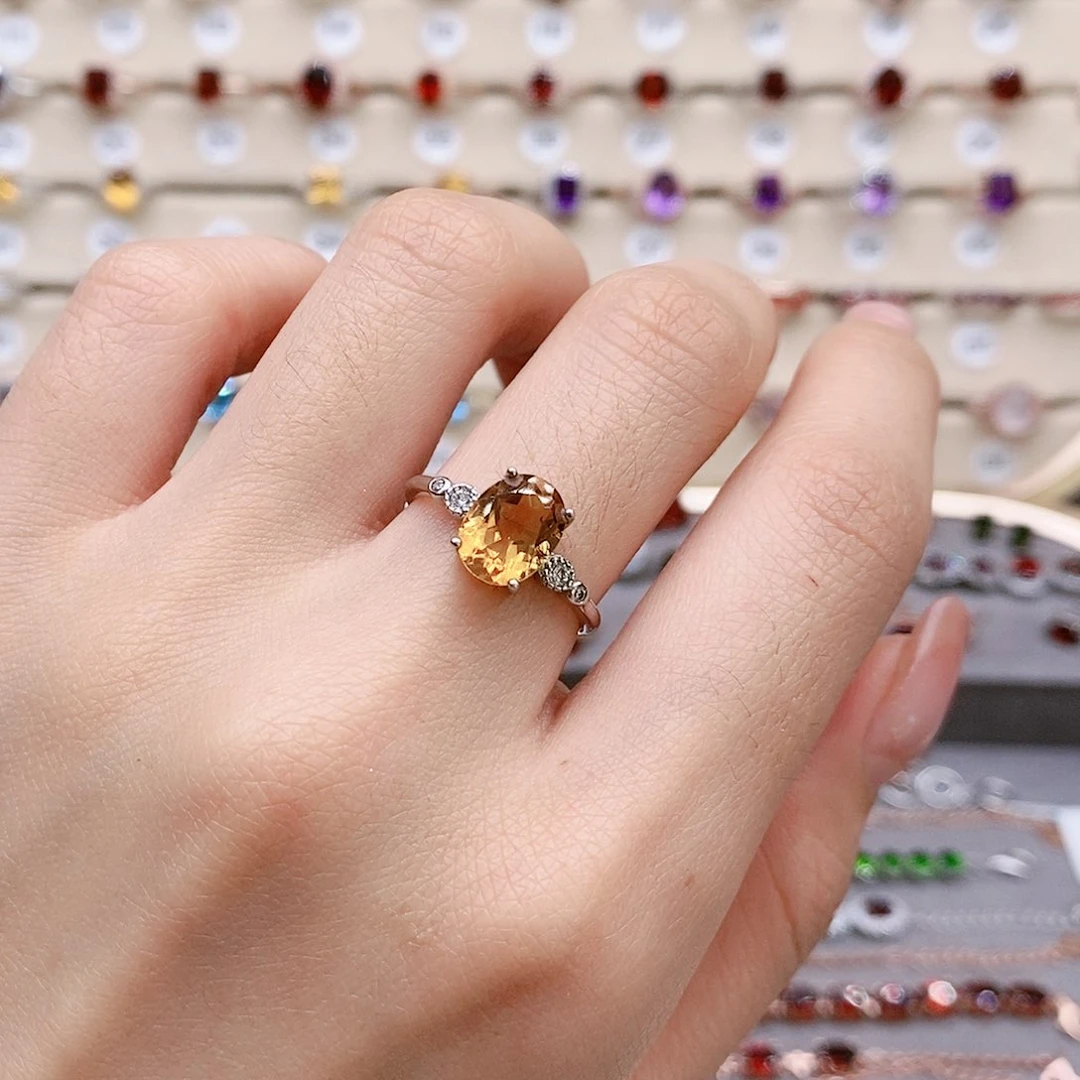 水晶戒指银S925镶嵌戒指