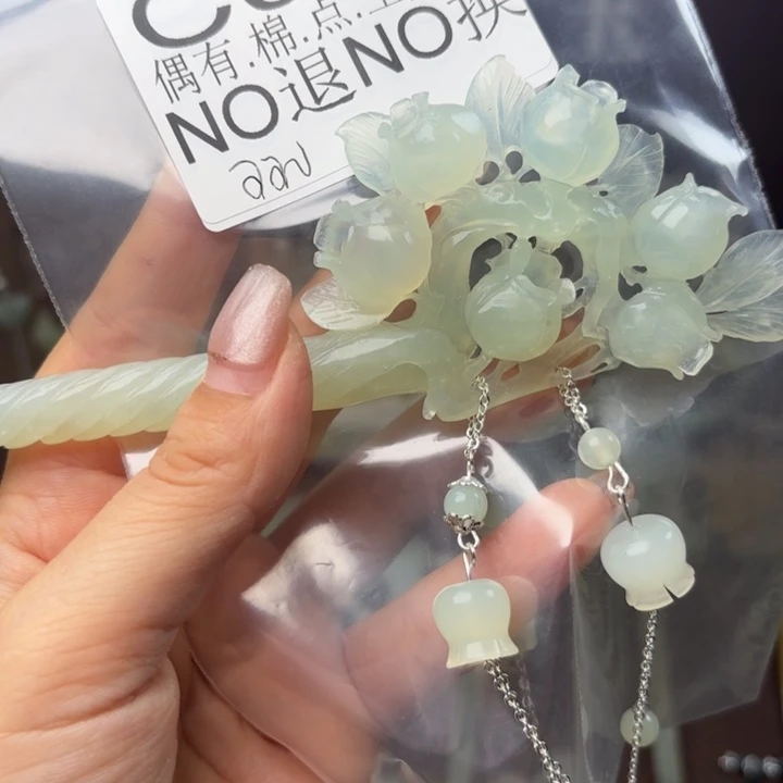 蛇纹石玉发饰合金我****玩