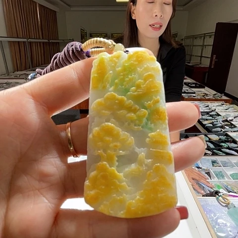 翡翠未镶嵌颈饰一个