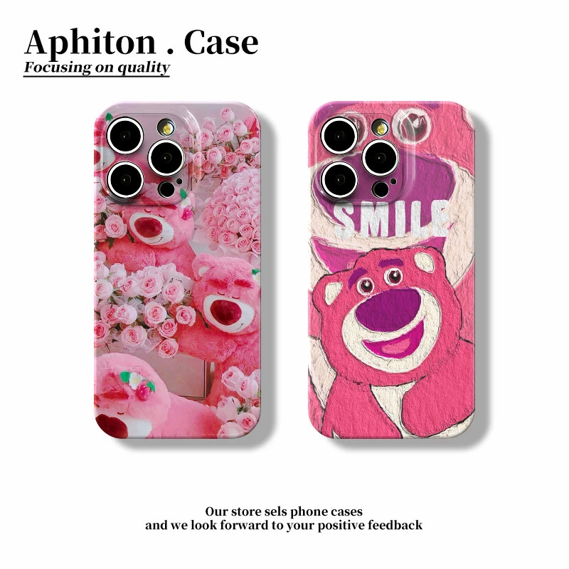 BANCA玫瑰草莓熊适用iphone16PRO菲林手机壳华为vivo小米oppo套