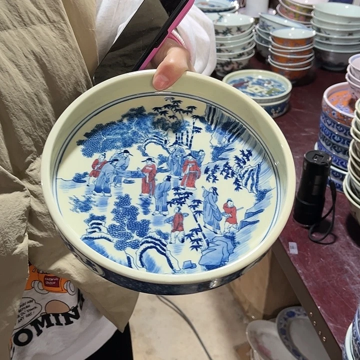 瓷片景德镇陶瓷茶盘。22厘米。