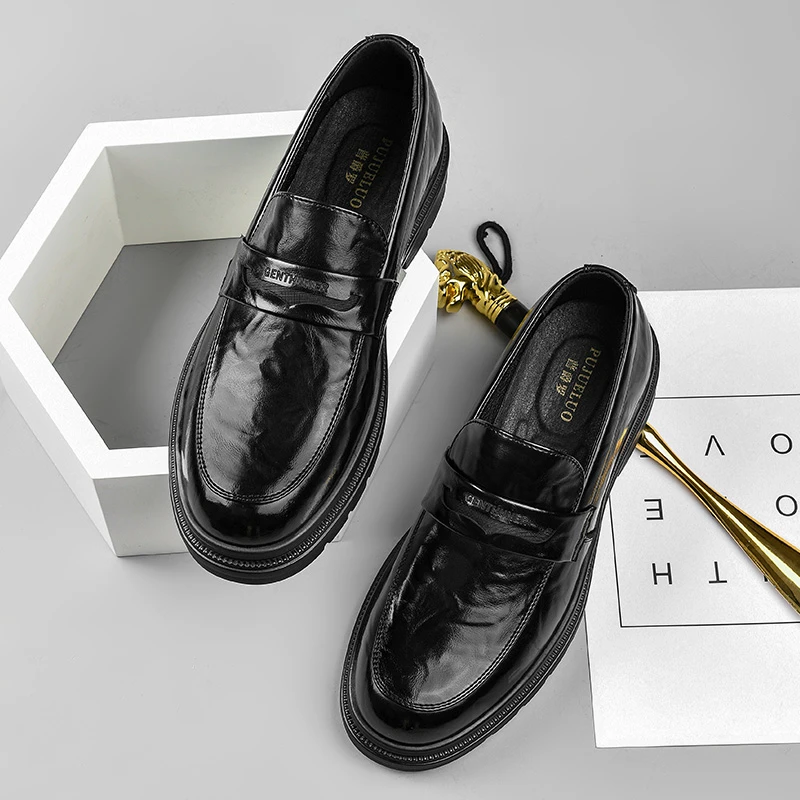 【老板高管】春季新款爆款一脚蹬软皮软底德比开车百搭男士皮鞋1721