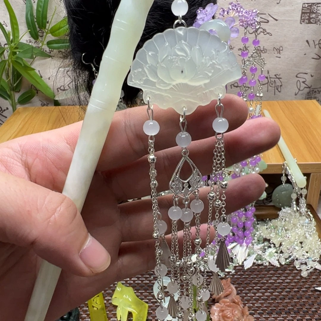 蛇纹石玉合金发饰