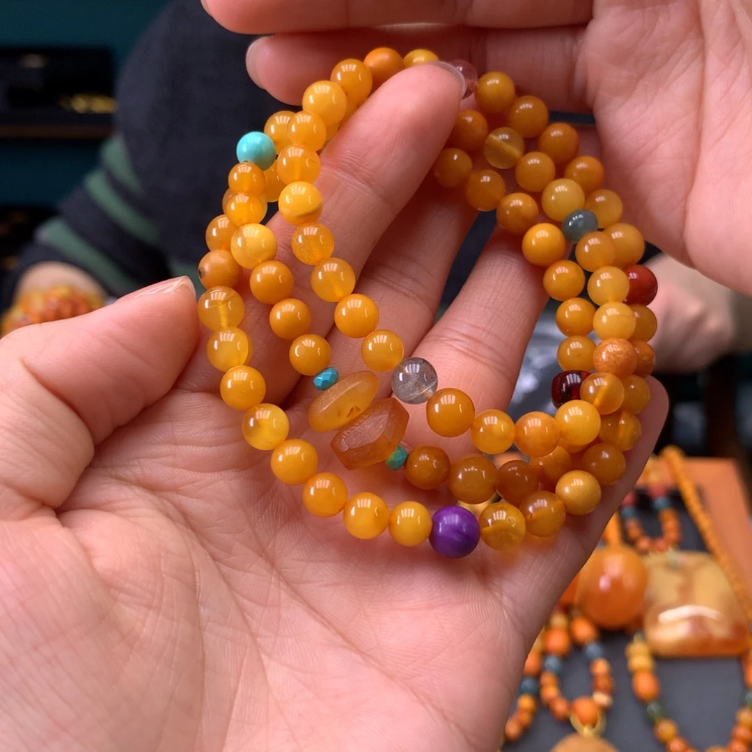 蜜蜡未镶嵌手串微瑕