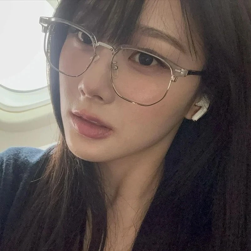 giselle吉赛尔同款半框防蓝光眼镜近视可配度数女大素颜纯欲ins风