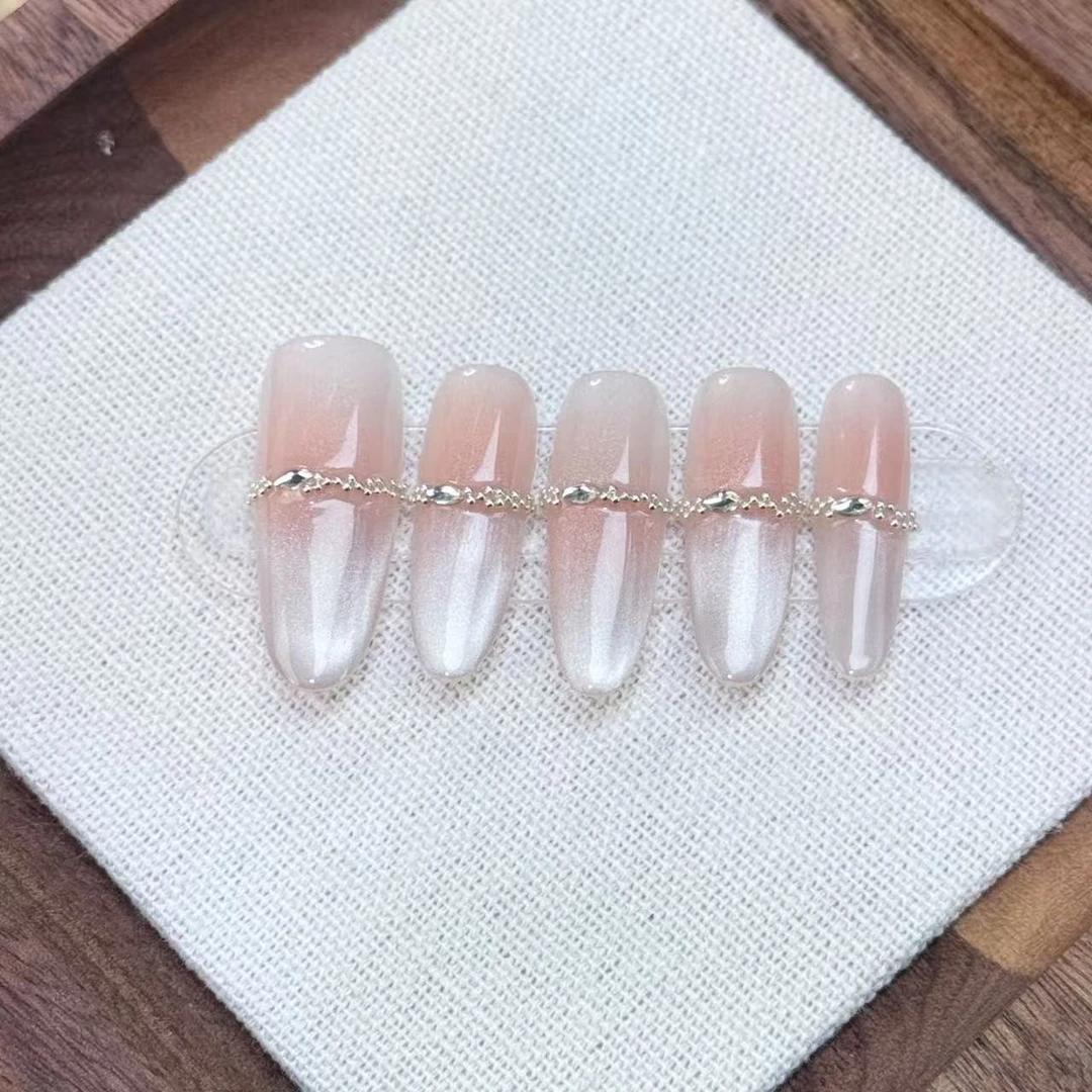 【流金冰花】纯手工穿戴甲法式手工穿戴甲美甲贴片