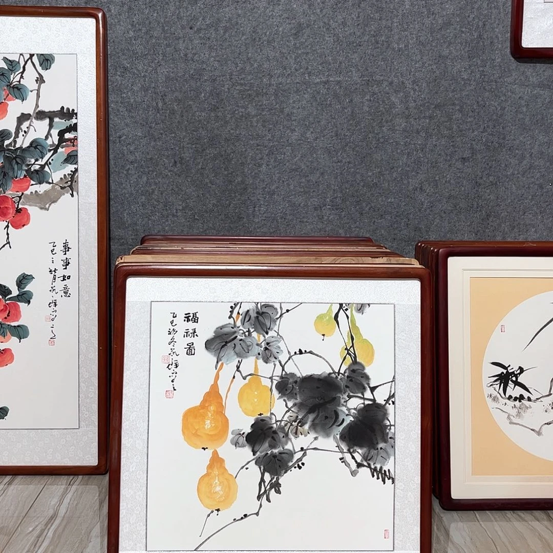 国画书画作品带框63×63