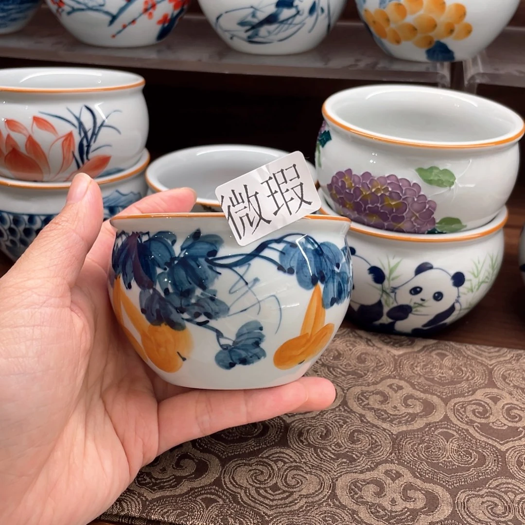 釉下手绘茶具微瑕