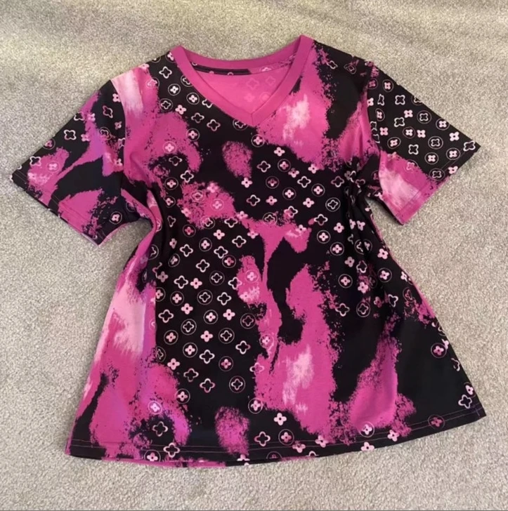 QJGAODING-新款扎染幸运花短袖T恤【0107】