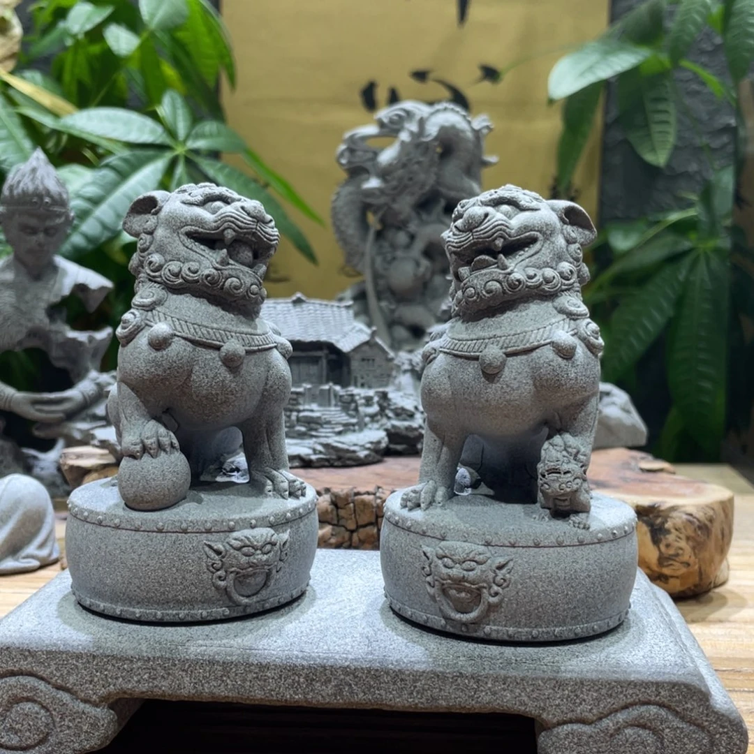 石材案头狮子一对
