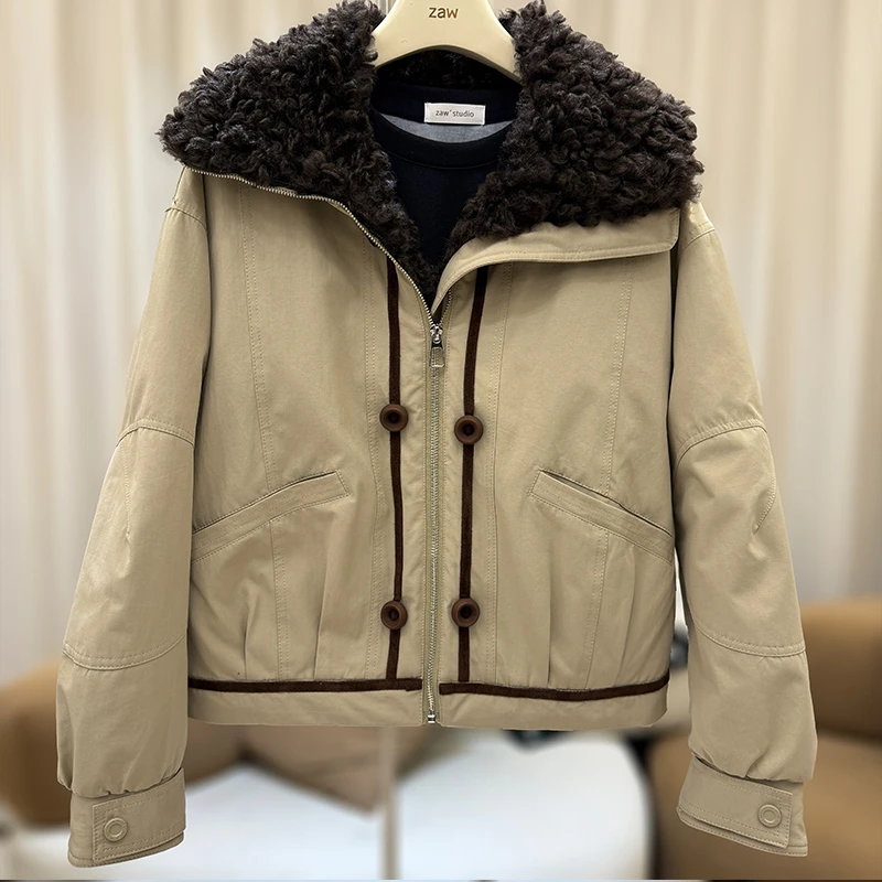 zaw大码女装羽绒服冬季2025新款宽松白鸭绒保暖面包服胖mm/25536