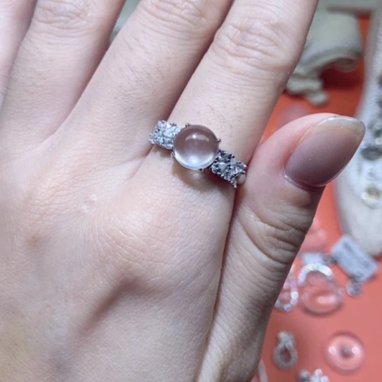 石英质玉银S925镶嵌戒指