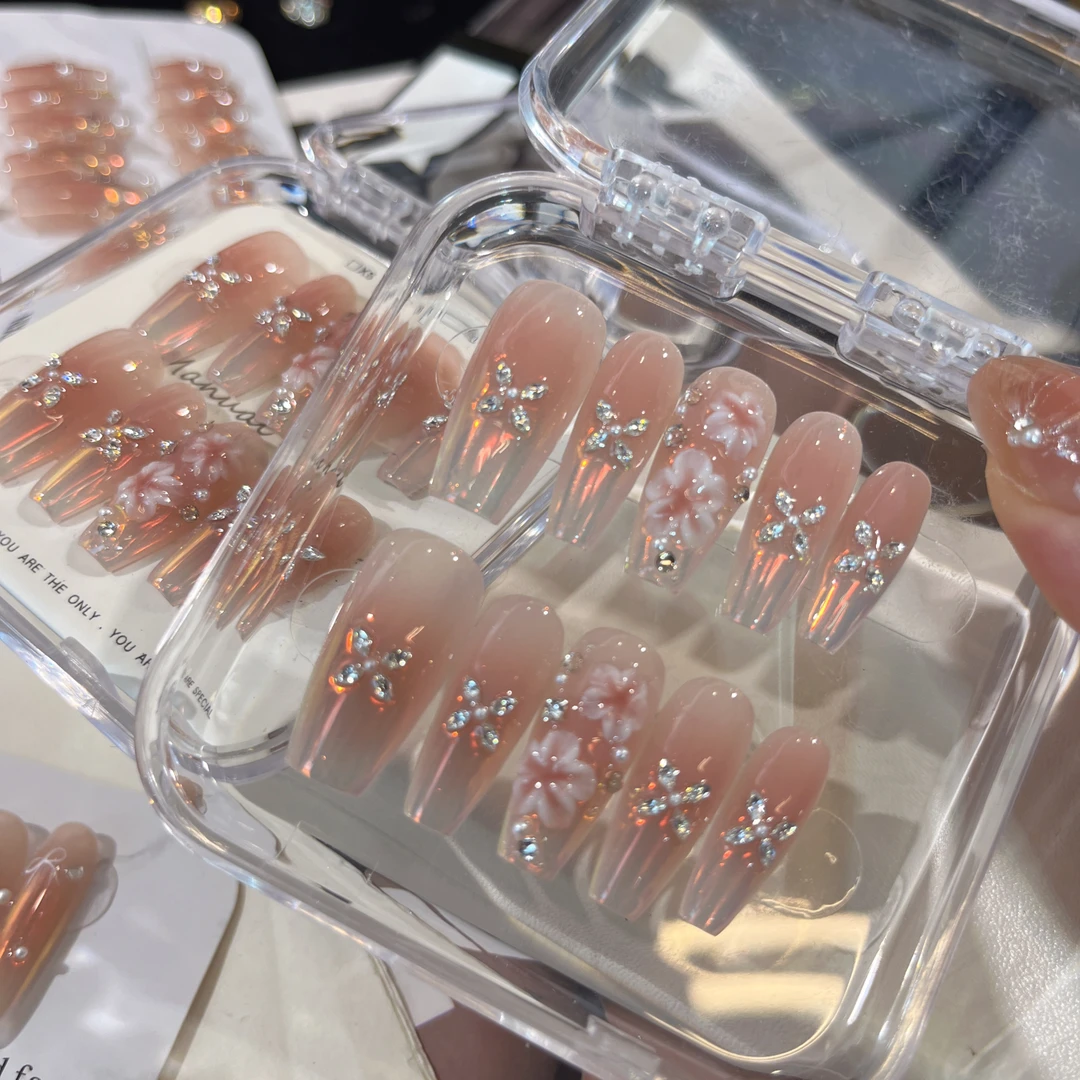 花蝴蝶-壹心纯手工穿戴甲 美甲贴片可拆卸假指甲10片装穿戴甲