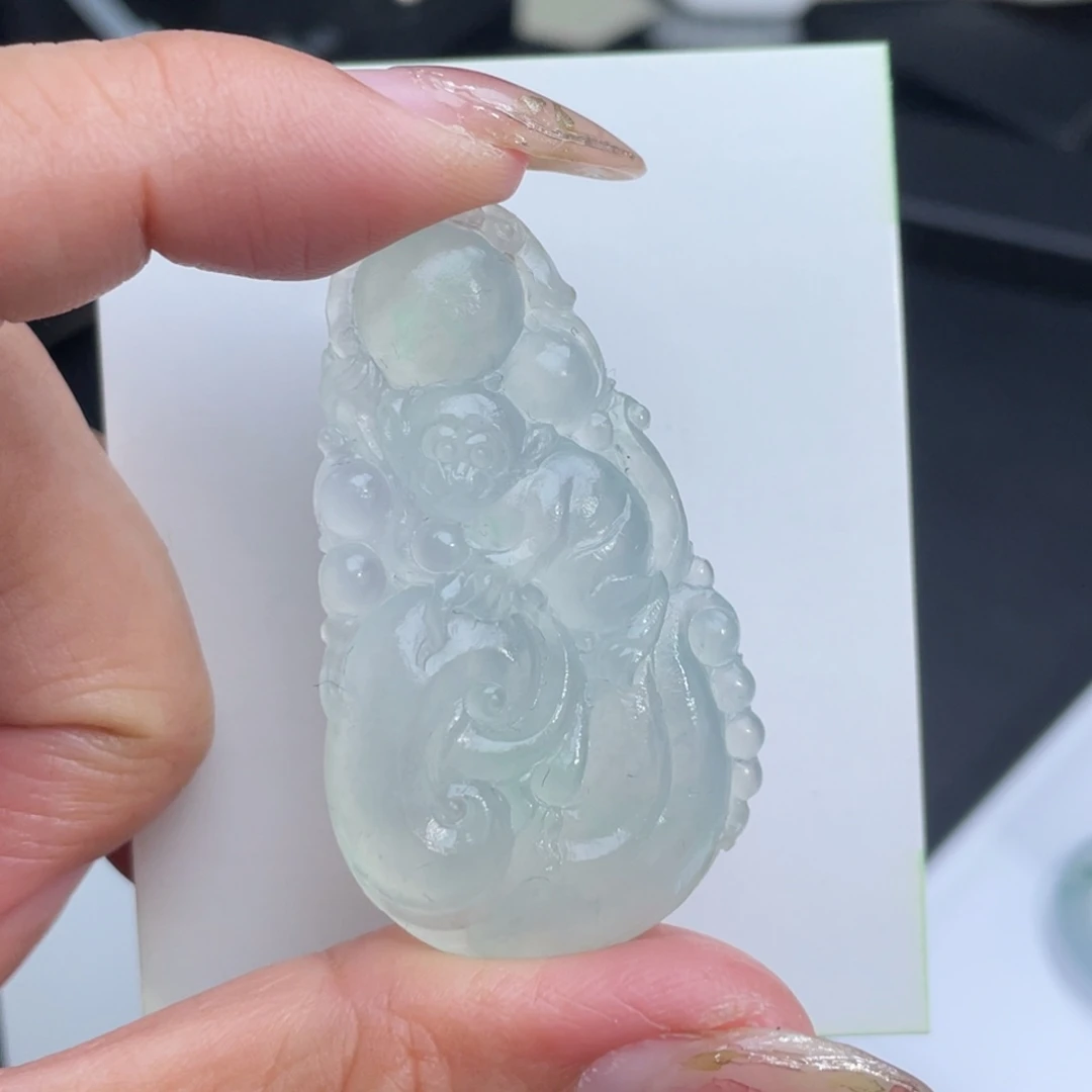 定制翡翠未镶嵌灵猴献寿