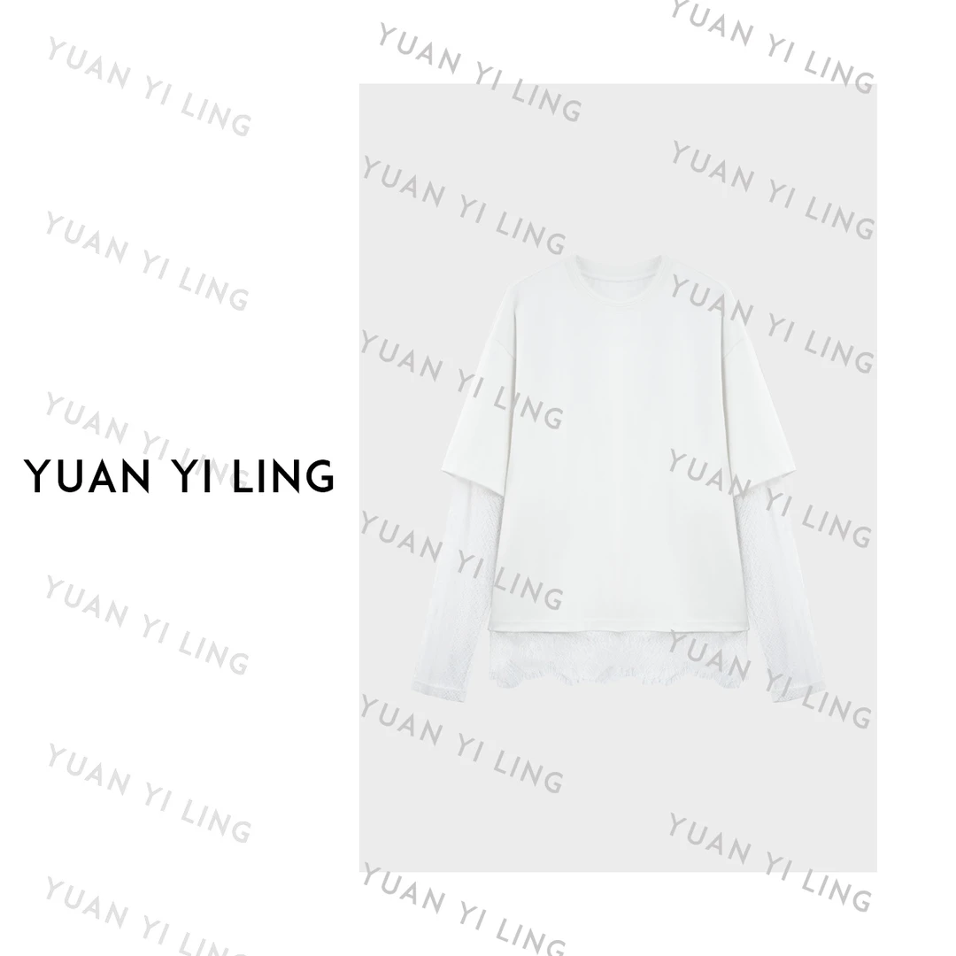 袁艺灵【私有浪漫】zeze极简ins设计款蕾丝气质百搭优雅上衣8083