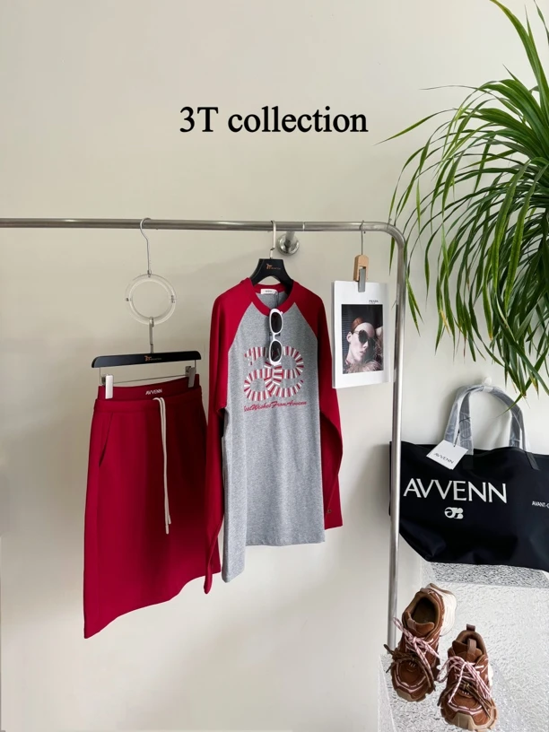 AVVENN2025春季新品福运蛇撞色插肩袖蛇年绣花长袖T恤AL11001521