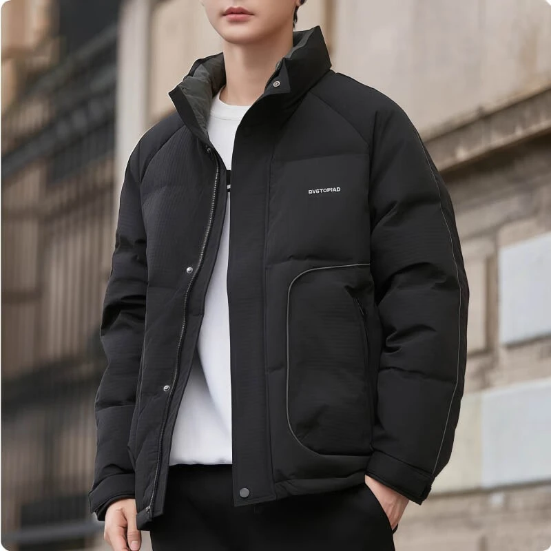 立领羽绒服男2025冬季新款短款加厚保暖休闲工装外套男2F38