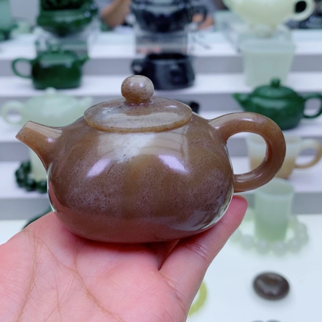 和田玉未镶嵌摆件茶壶