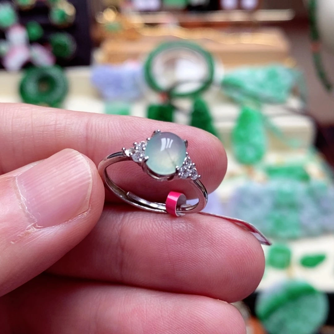 银S925镶嵌戒指翡翠翡翠戒指