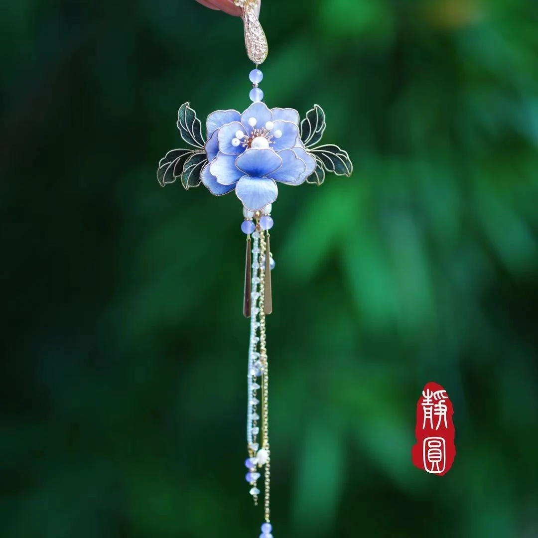 非金属仿珍珠吊坠 千里江山压襟