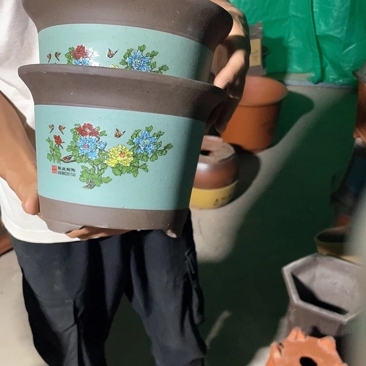 绿色金钟花开富贵中号一对