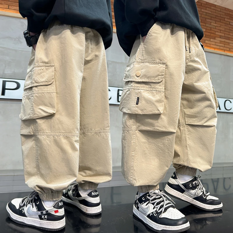 男童工装裤春秋新款宽松2025中大童帅气休闲束脚儿童春季潮流裤子