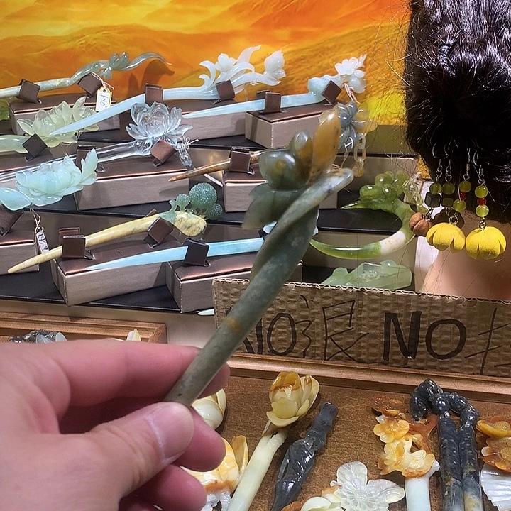 蛇纹石玉合金发饰